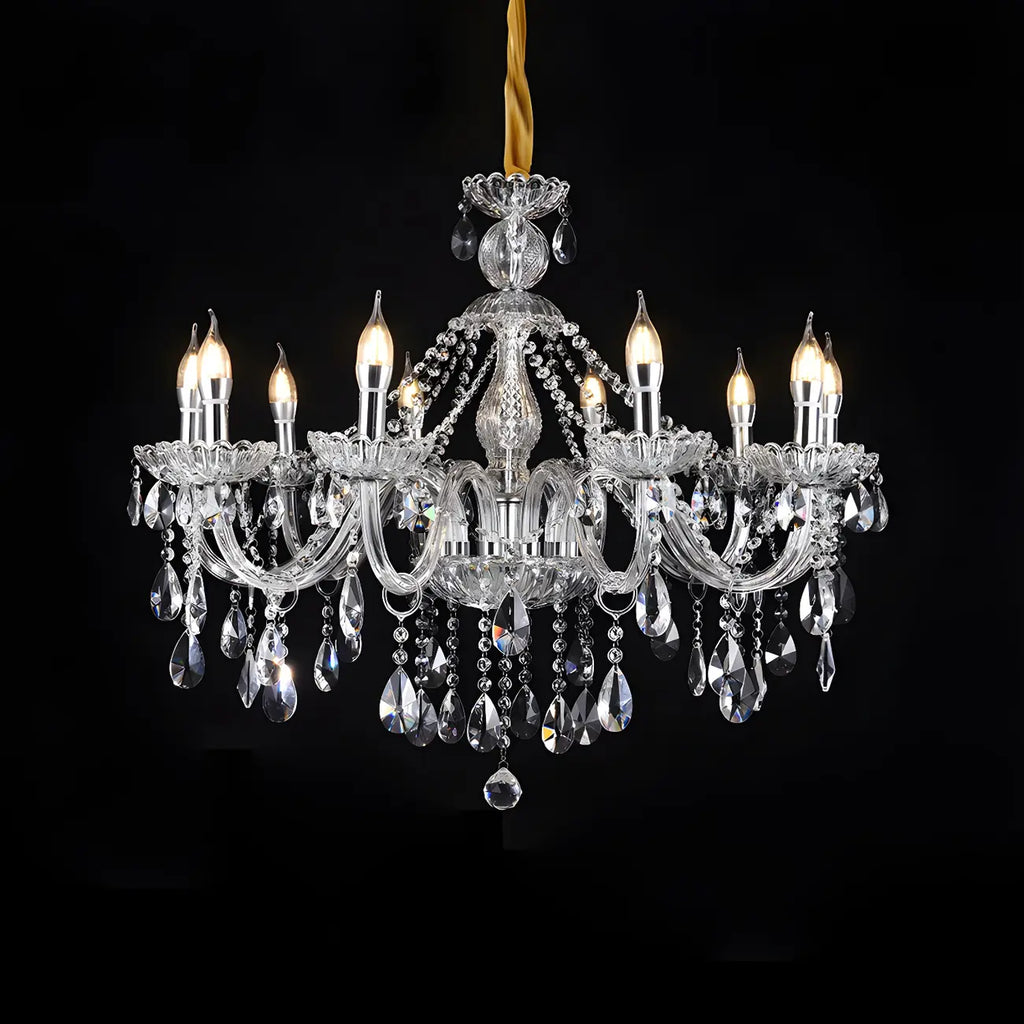 Lustre réglable en cristal style chandelier du milieu du siècle