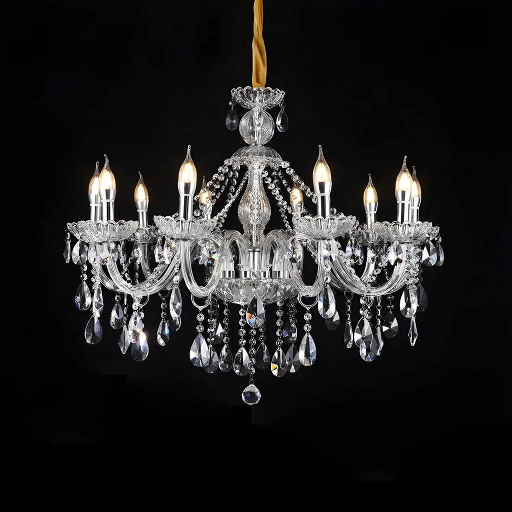 Lustre réglable en cristal style chandelier du milieu du siècle