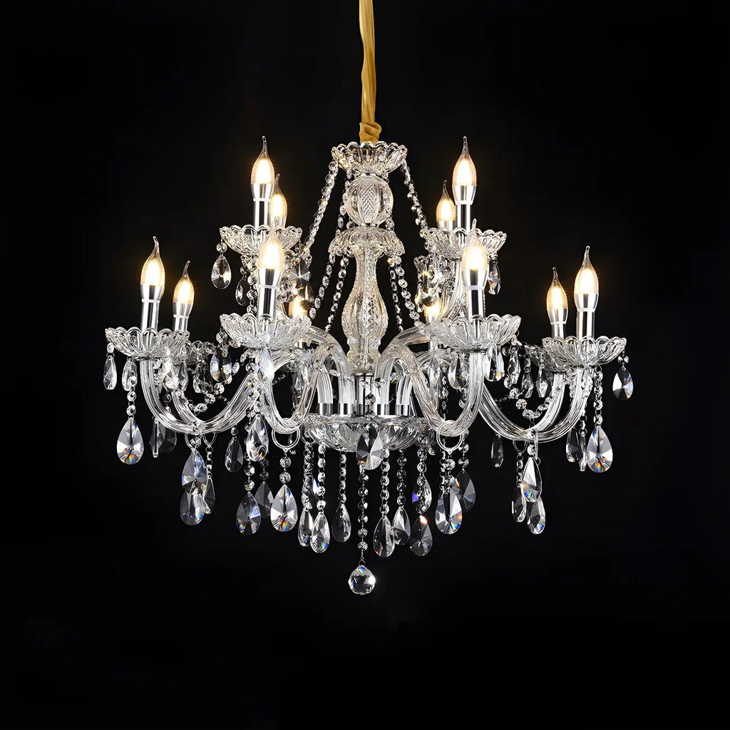 Lustre réglable en cristal style chandelier du milieu du siècle
