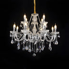 Lustre réglable en cristal style chandelier du milieu du siècle