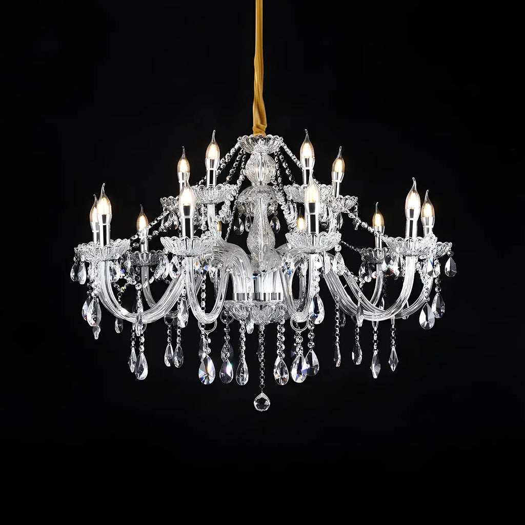 Lustre réglable en cristal style chandelier du milieu du siècle