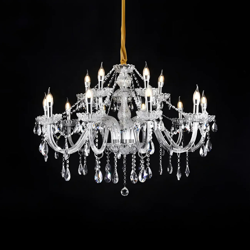 Lustre réglable en cristal style chandelier du milieu du siècle