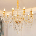 Lustre réglable en cristal style chandelier du milieu du siècle