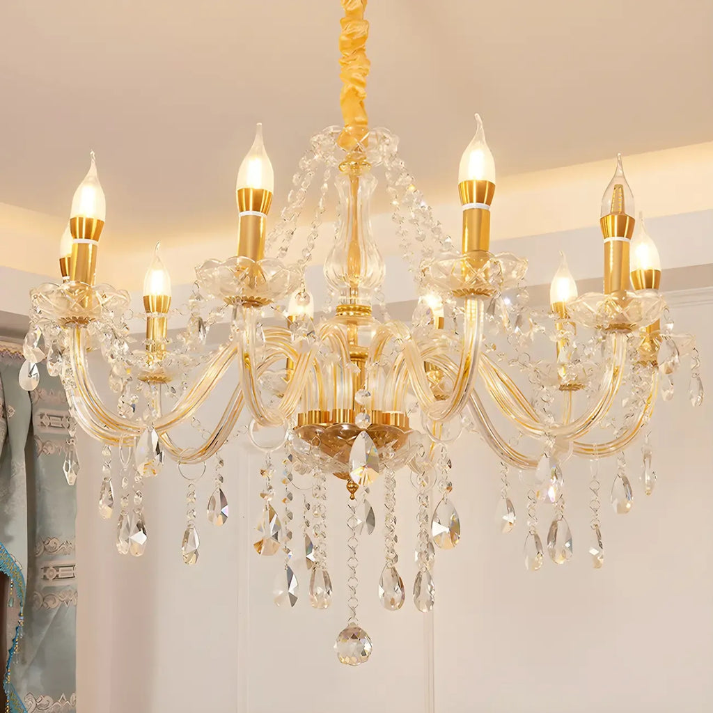 Lustre réglable en cristal style chandelier du milieu du siècle