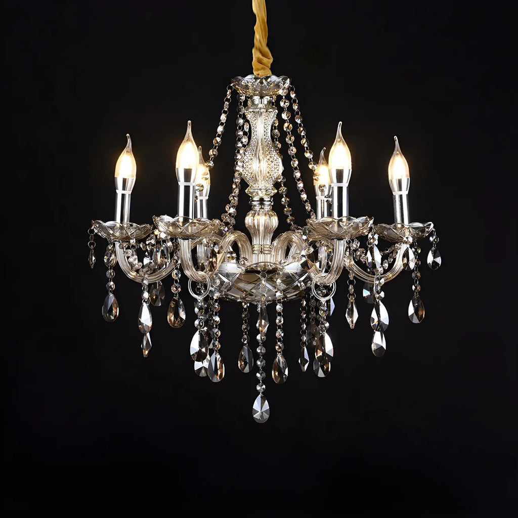 Lustre réglable en cristal style chandelier du milieu du siècle