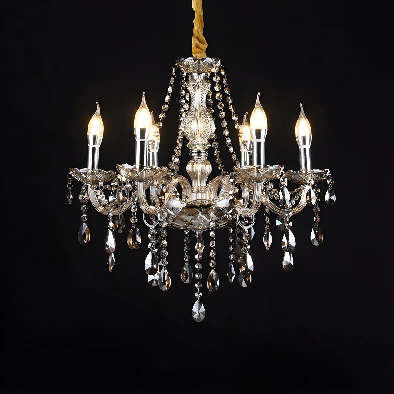 Lustre réglable en cristal style chandelier du milieu du siècle