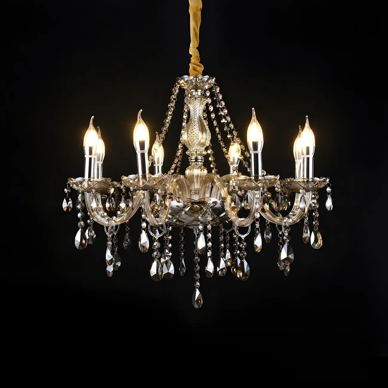 Lustre réglable en cristal style chandelier du milieu du siècle