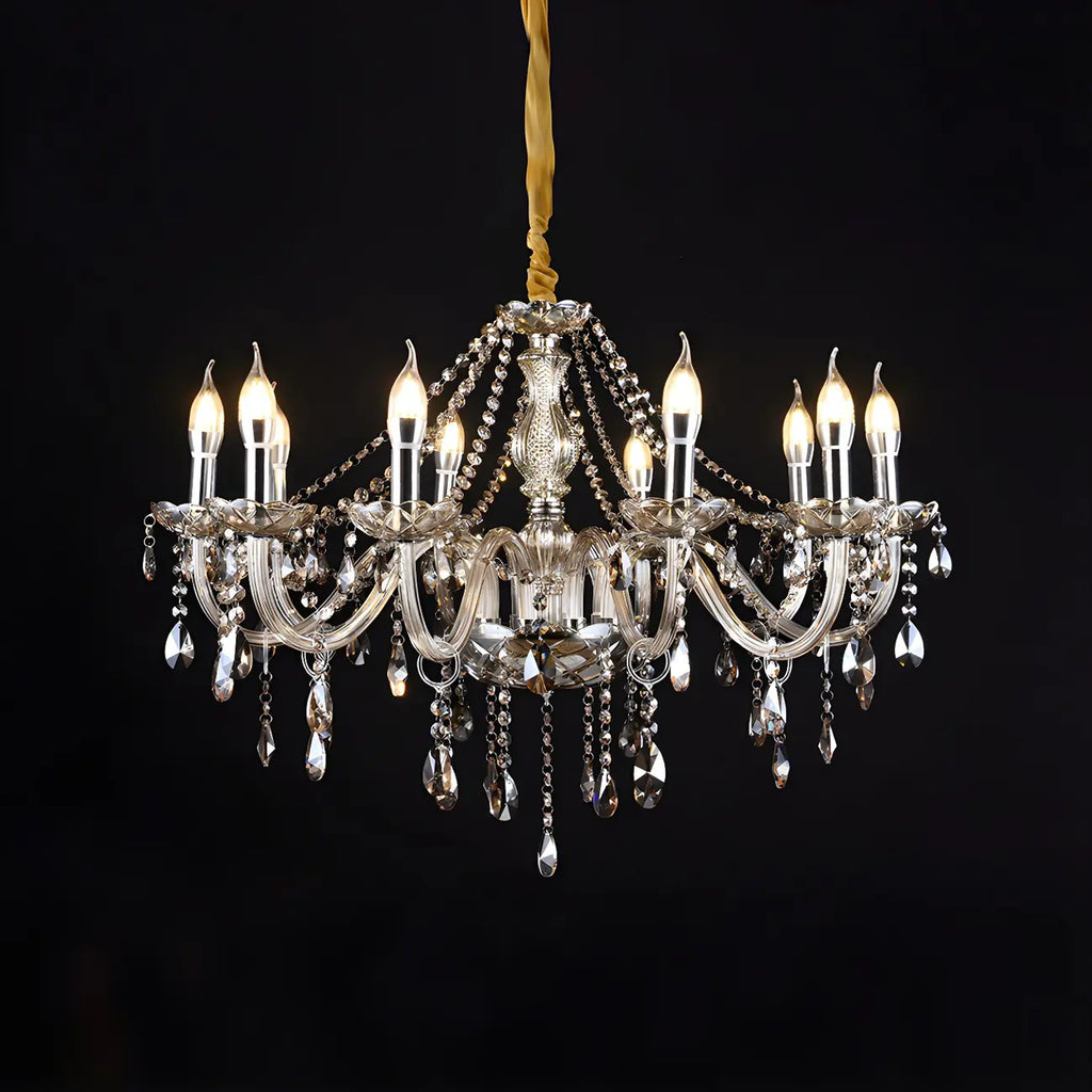 Lustre réglable en cristal style chandelier du milieu du siècle