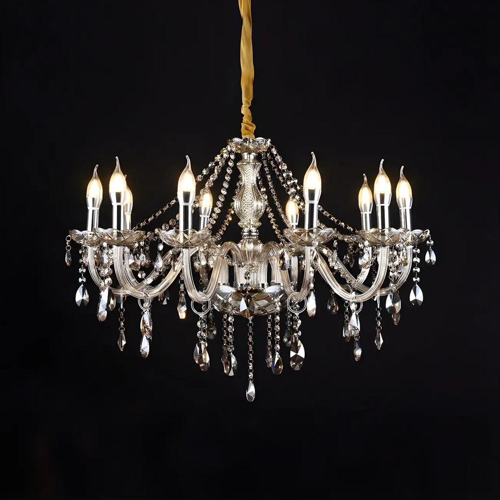Lustre réglable en cristal style chandelier du milieu du siècle