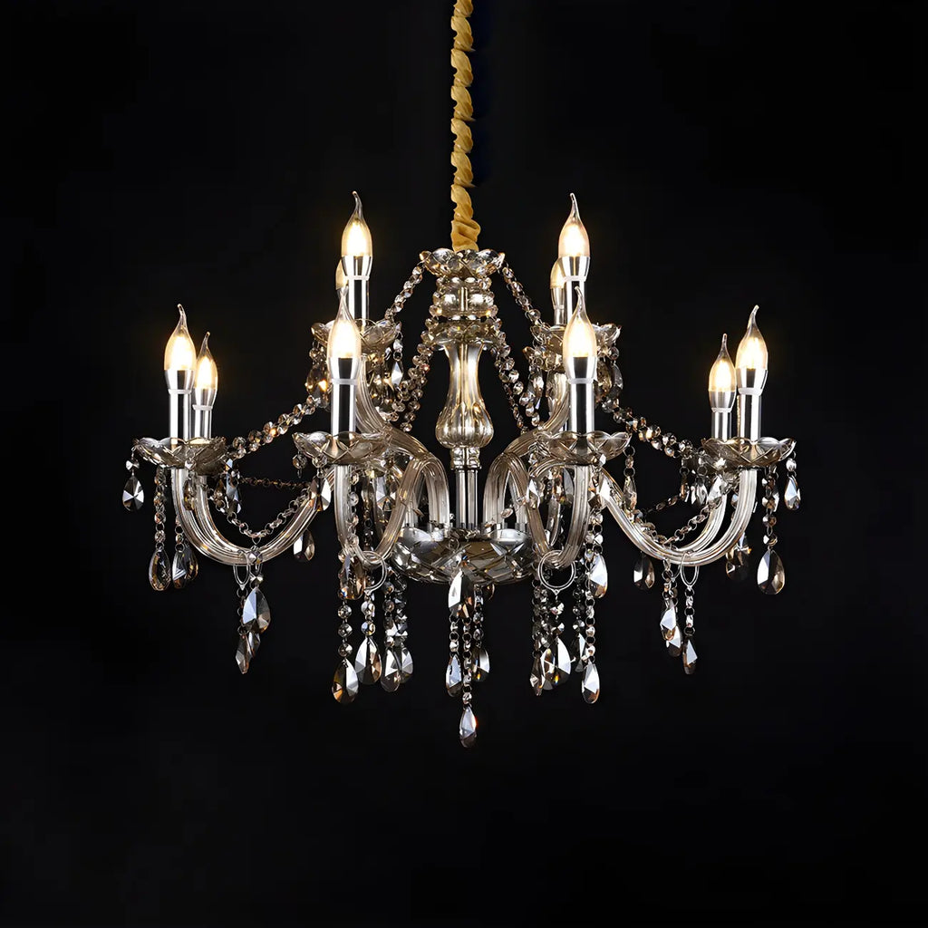 Lustre réglable en cristal style chandelier du milieu du siècle