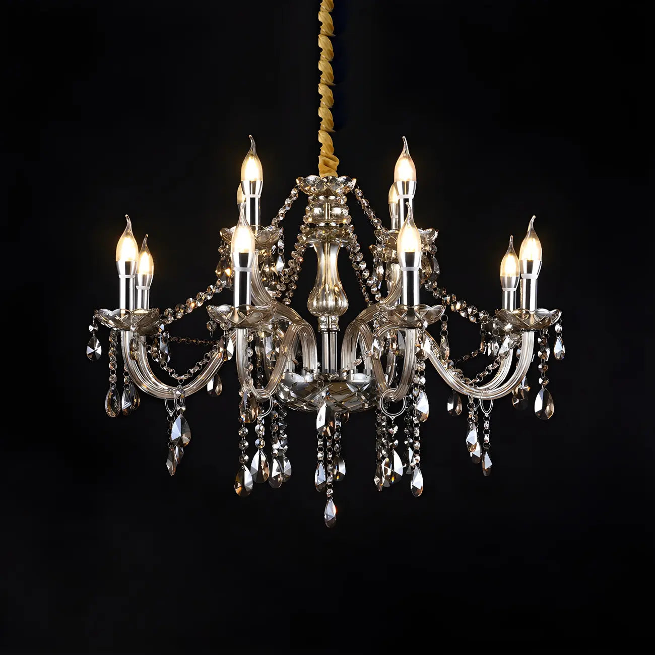 Lustre réglable en cristal style chandelier du milieu du siècle