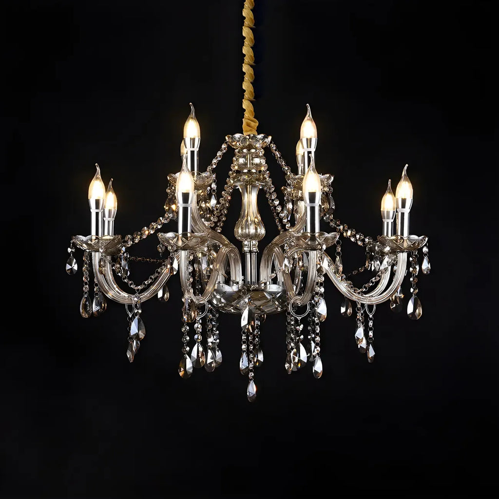 Lustre réglable en cristal style chandelier du milieu du siècle