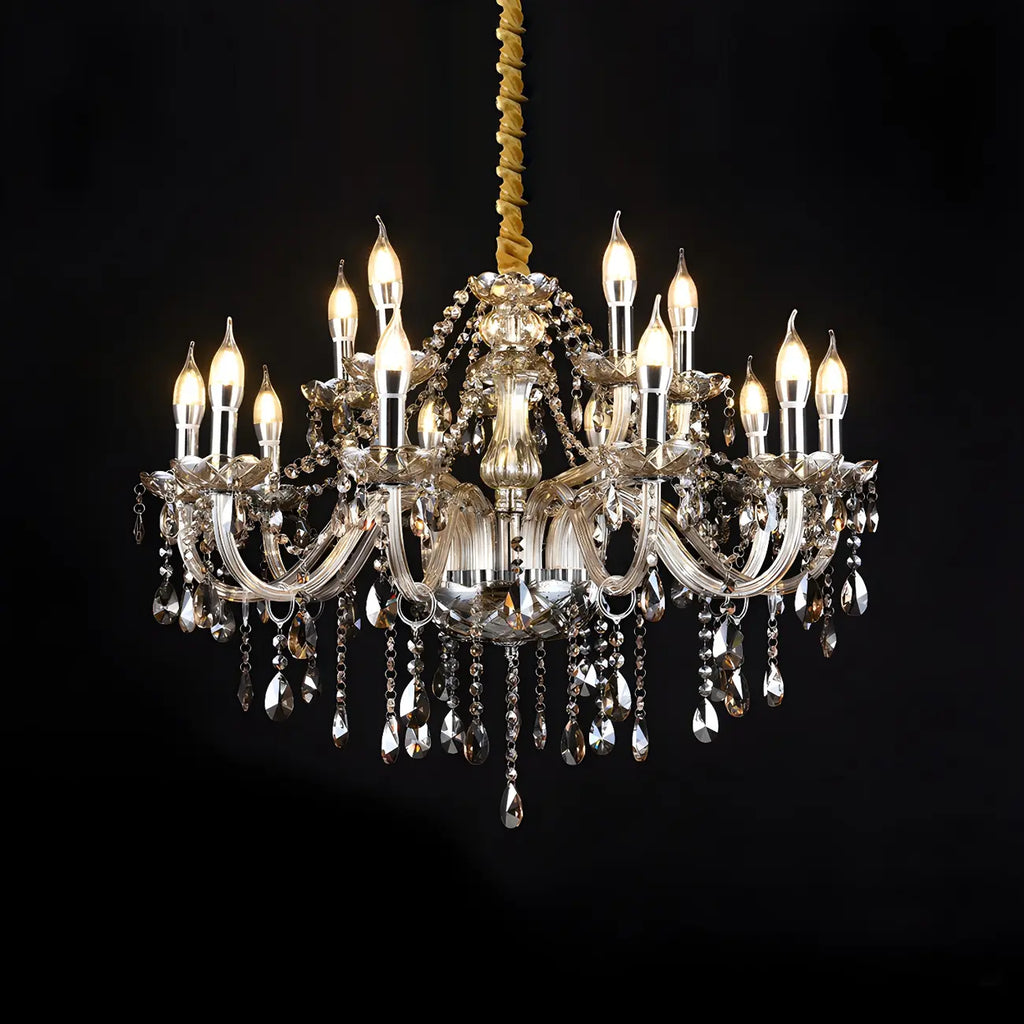 Lustre réglable en cristal style chandelier du milieu du siècle