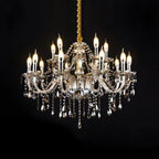 Lustre réglable en cristal style chandelier du milieu du siècle