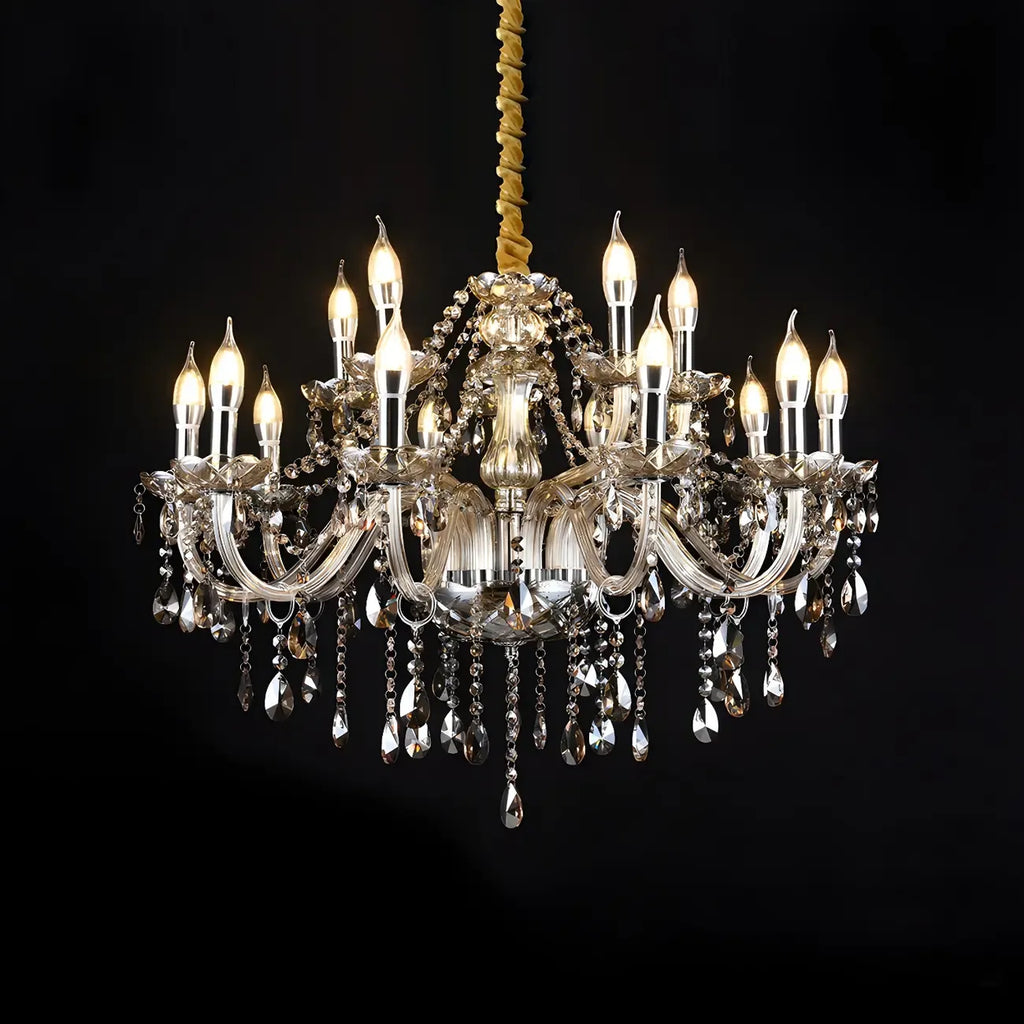 Lustre réglable en cristal style chandelier du milieu du siècle
