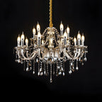Lustre réglable en cristal style chandelier du milieu du siècle
