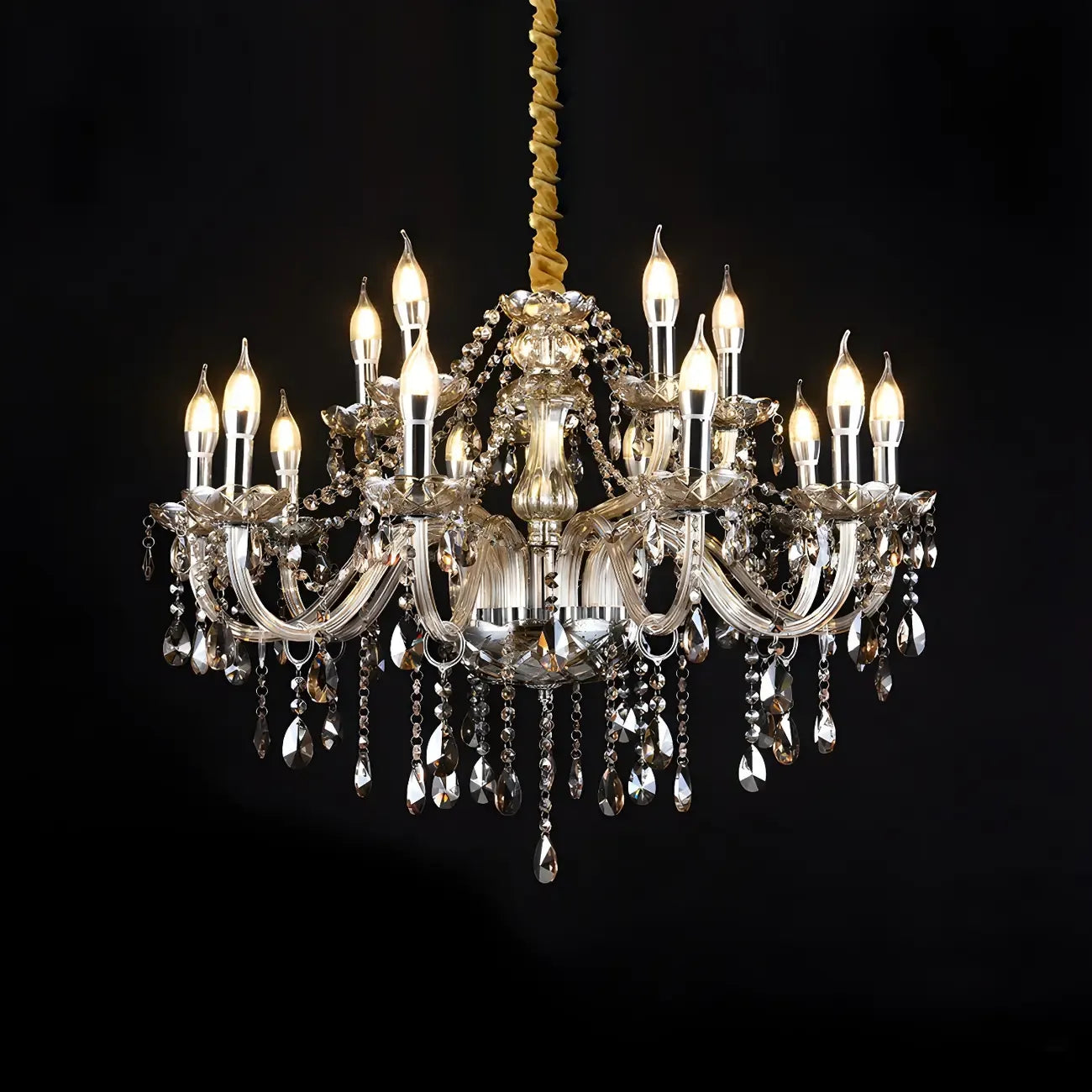 Lustre réglable en cristal style chandelier du milieu du siècle