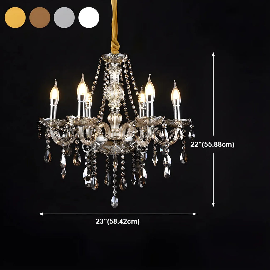 Lustre réglable en cristal style chandelier du milieu du siècle