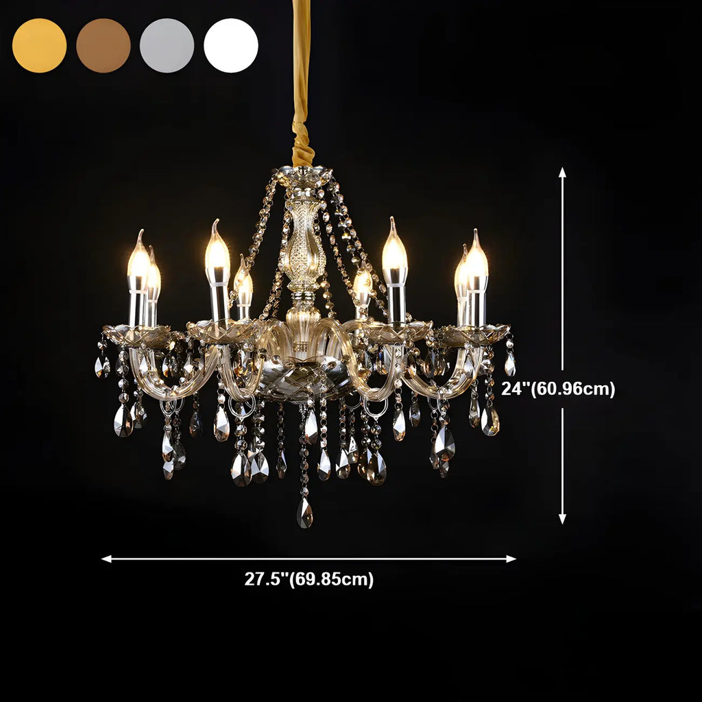 Lustre réglable en cristal style chandelier du milieu du siècle