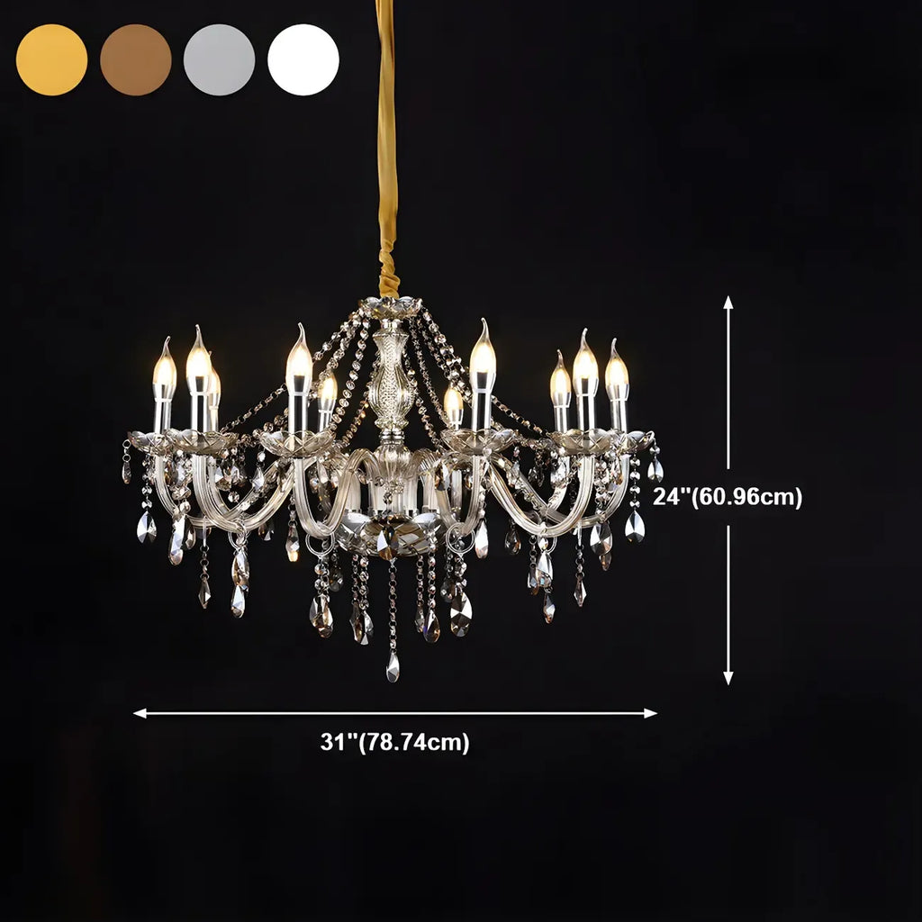 Lustre réglable en cristal style chandelier du milieu du siècle