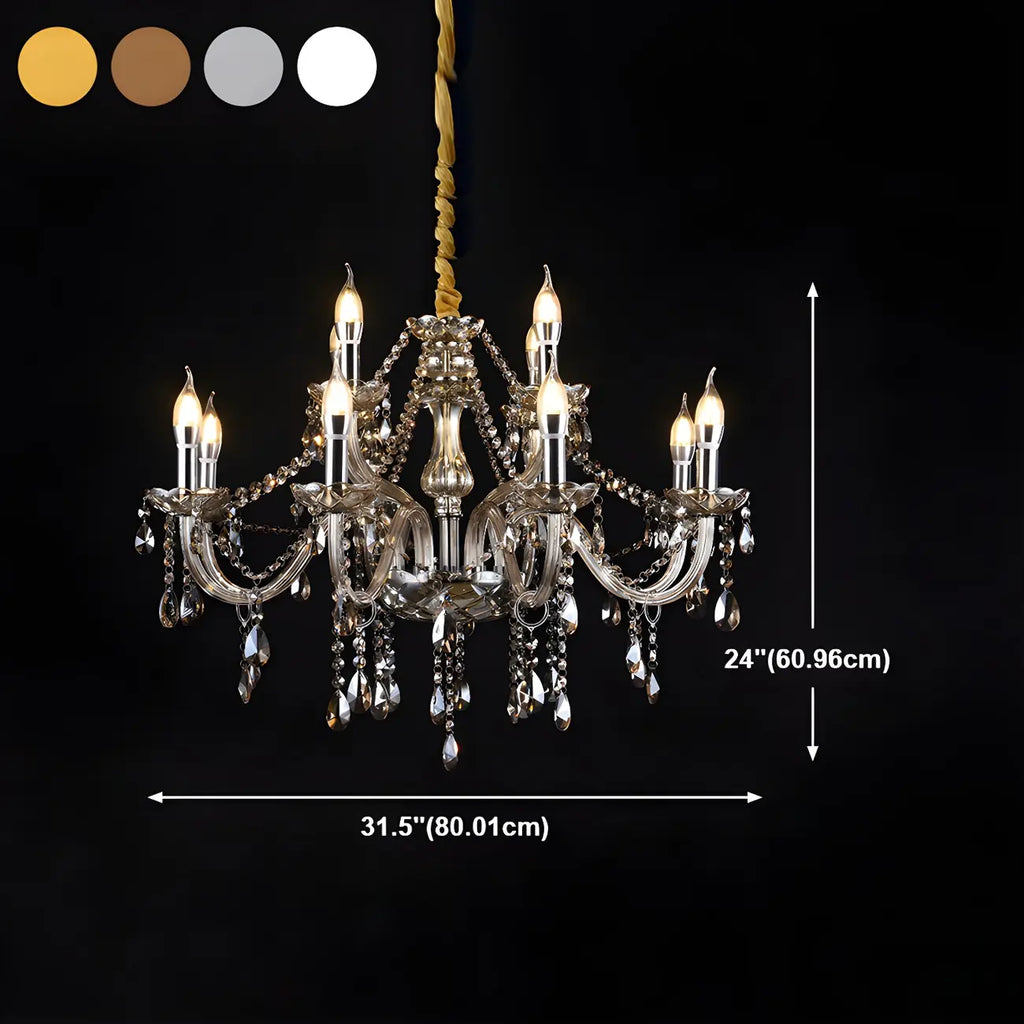 Lustre réglable en cristal style chandelier du milieu du siècle