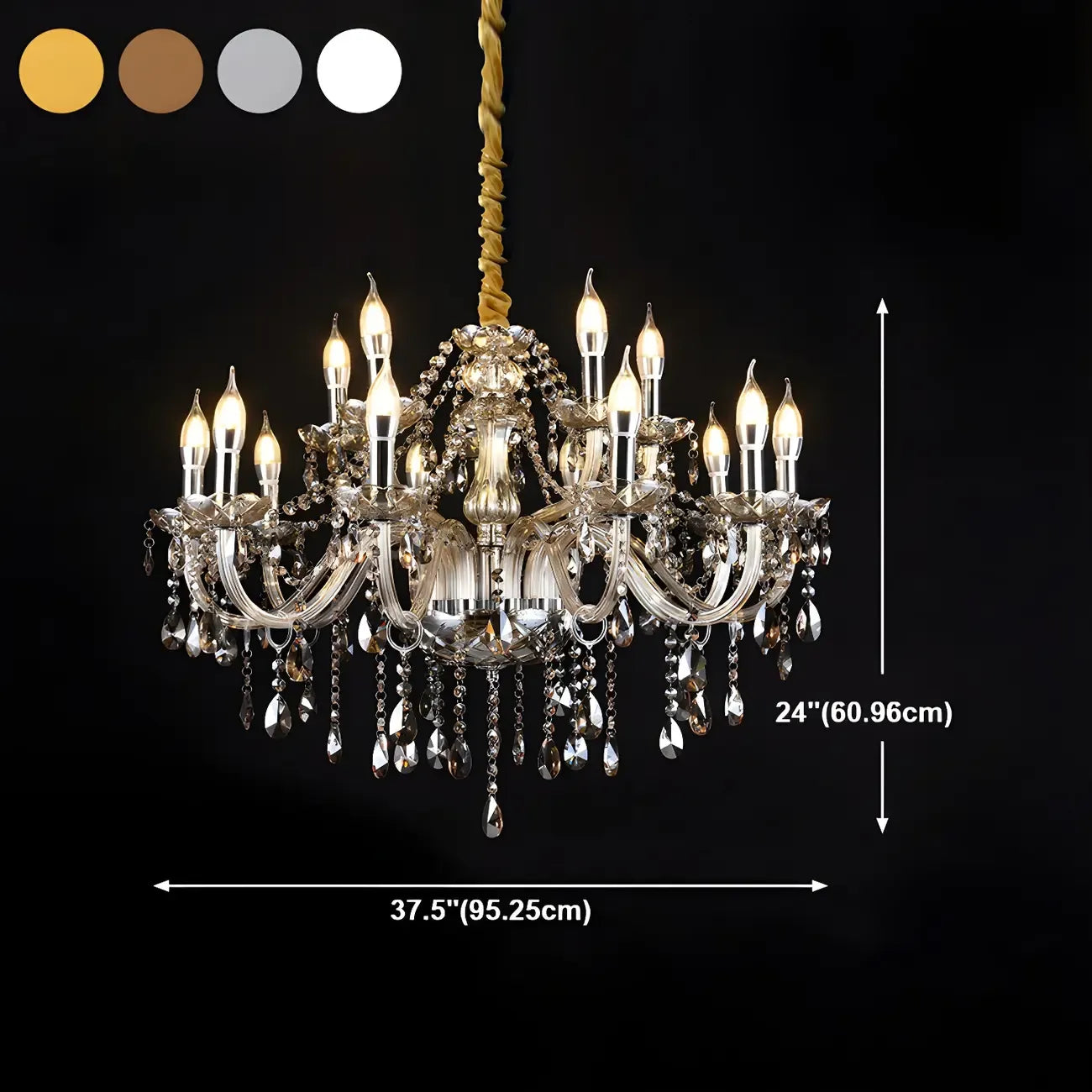 Lustre réglable en cristal style chandelier du milieu du siècle