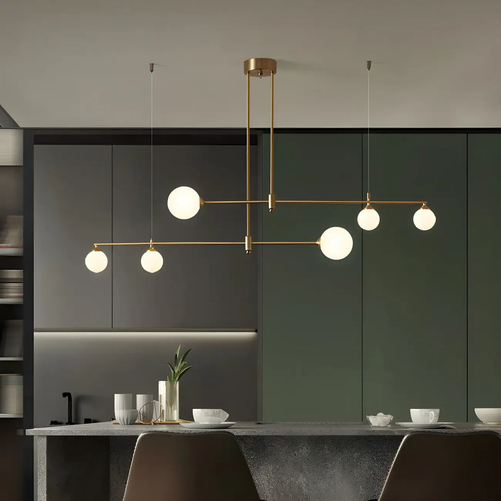 Suspension moderne dorée à globe réglable pour îlot de cuisine