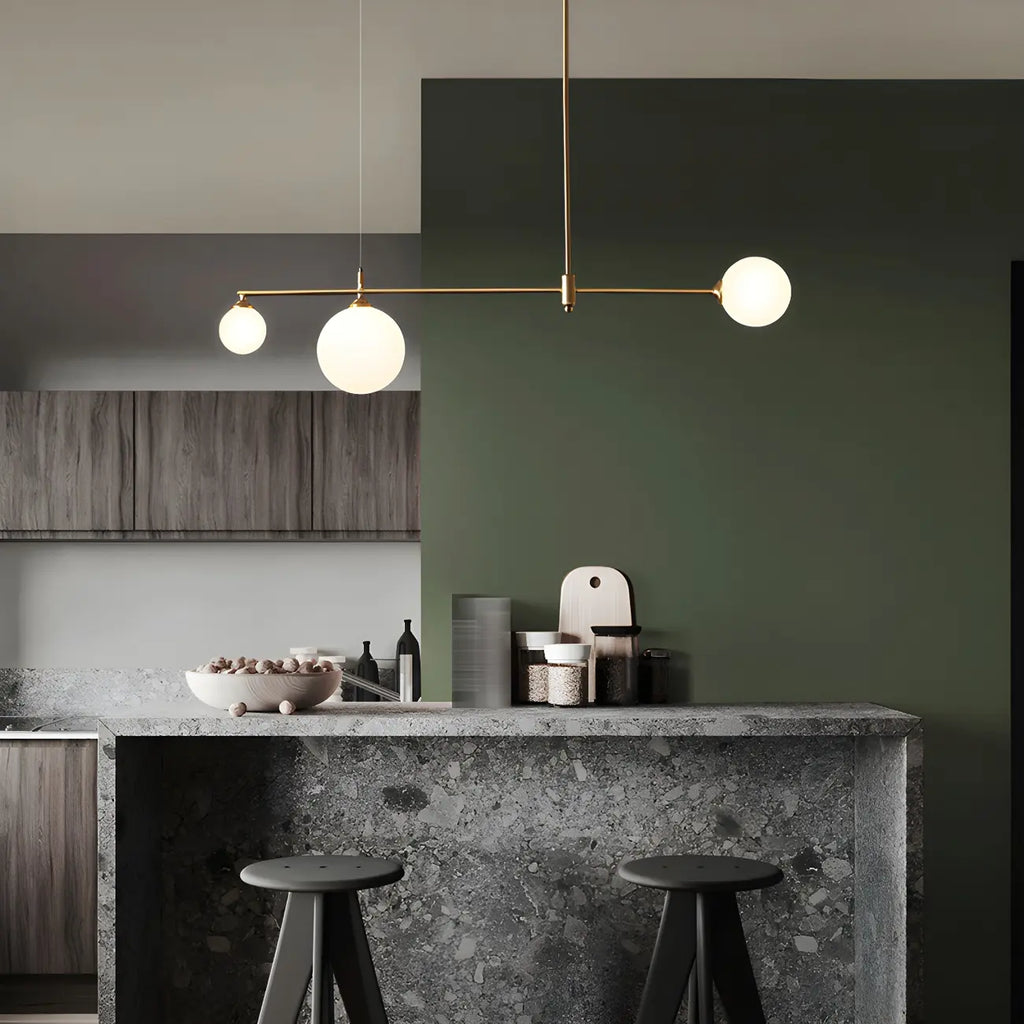 Suspension moderne dorée à globe réglable pour îlot de cuisine