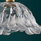 Suspension Art Déco vintage en verre et laiton à motif floral