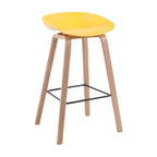 Tabouret de bar moderne du milieu du siècle en plastique avec pieds en bois