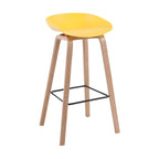 Tabouret de bar moderne du milieu du siècle en plastique avec pieds en bois