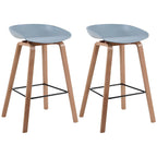 Tabouret de bar moderne du milieu du siècle en plastique avec pieds en bois