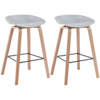 Tabouret de bar moderne du milieu du siècle en plastique avec pieds en bois
