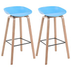 Tabouret de bar moderne du milieu du siècle en plastique avec pieds en bois