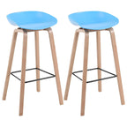 Tabouret de bar moderne du milieu du siècle en plastique avec pieds en bois