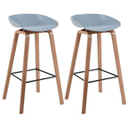 Tabouret de bar moderne du milieu du siècle en plastique avec pieds en bois