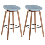 Tabouret de bar moderne du milieu du siècle en plastique avec pieds en bois