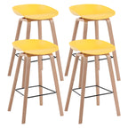 Tabouret de bar moderne du milieu du siècle en plastique avec pieds en bois