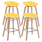 Tabouret de bar moderne du milieu du siècle en plastique avec pieds en bois