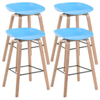 Tabouret de bar moderne du milieu du siècle en plastique avec pieds en bois
