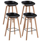 Tabouret de bar moderne du milieu du siècle en plastique avec pieds en bois