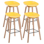 Tabouret de bar moderne du milieu du siècle en plastique avec pieds en bois