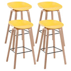 Tabouret de bar moderne du milieu du siècle en plastique avec pieds en bois