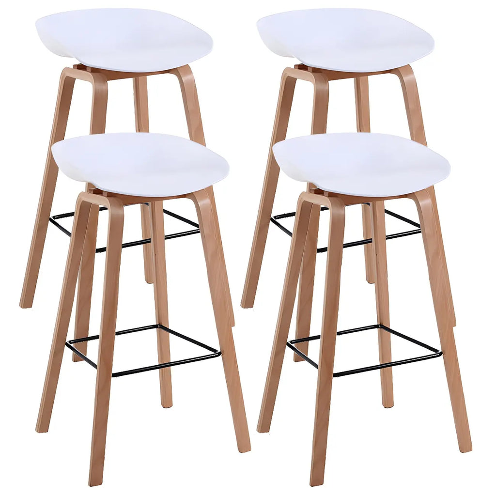 Tabouret de bar moderne du milieu du siècle en plastique avec pieds en bois