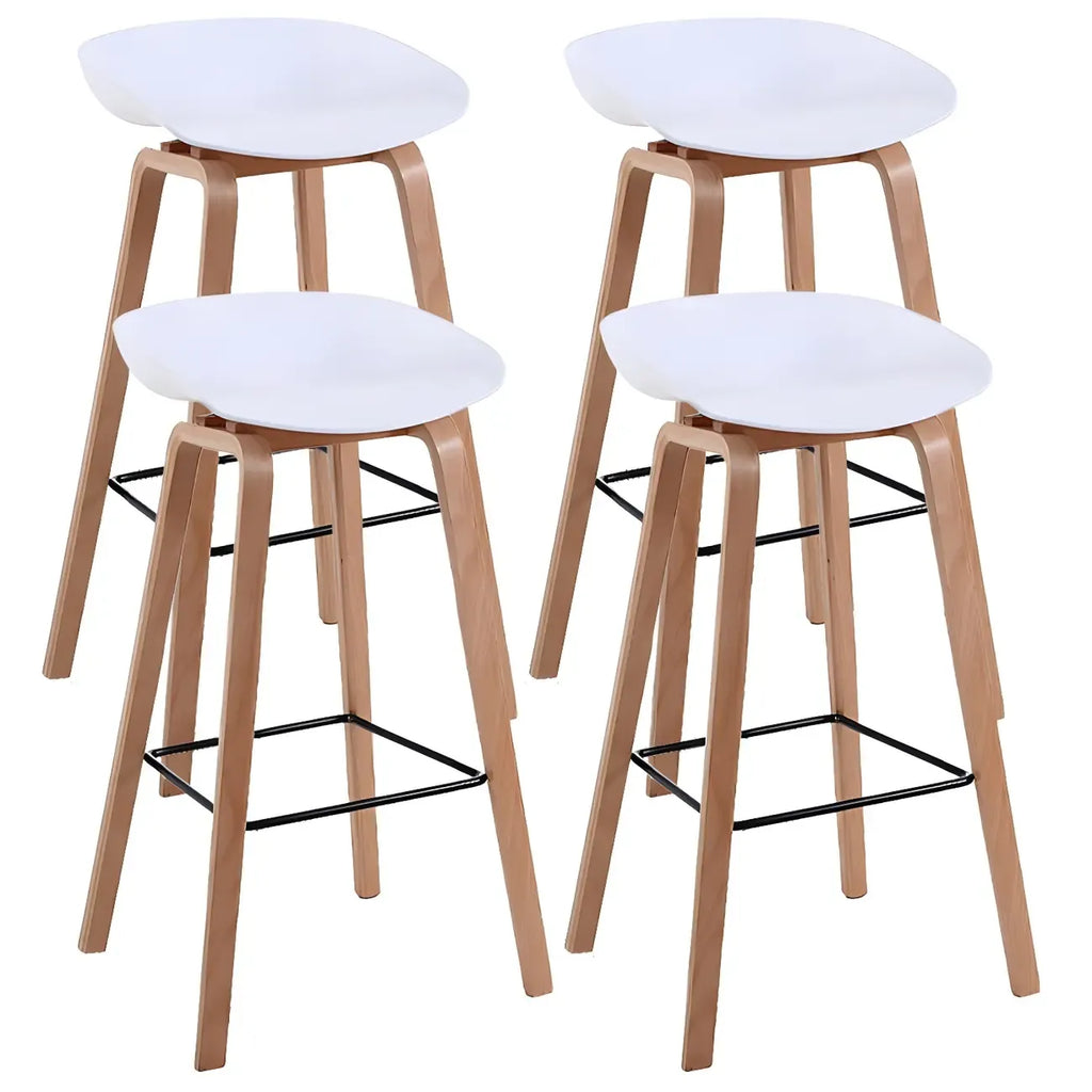 Tabouret de bar moderne du milieu du siècle en plastique avec pieds en bois