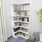 Bibliothèque d'angle en bois composite à 6 étagères
