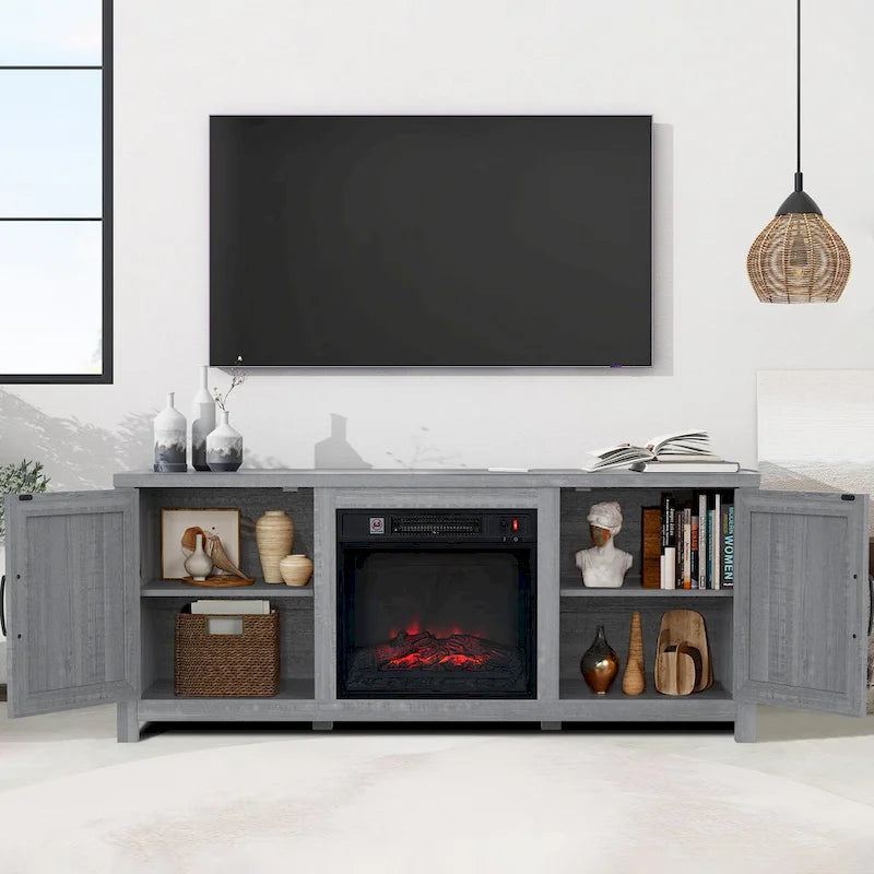 Meuble console de 147 cm avec foyer électrique pour téléviseurs jusqu'à 65 pouces