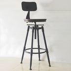 Tabourets de bar pivotants en métal et cuir de style industriel avec dossier