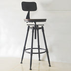 Tabourets de bar pivotants en métal et cuir de style industriel avec dossier