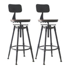 Tabourets de bar pivotants en métal et cuir de style industriel avec dossier